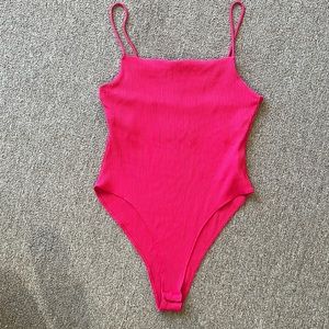 ZARA BODYSUIT RIBBED PINK RED SIZE LARGE